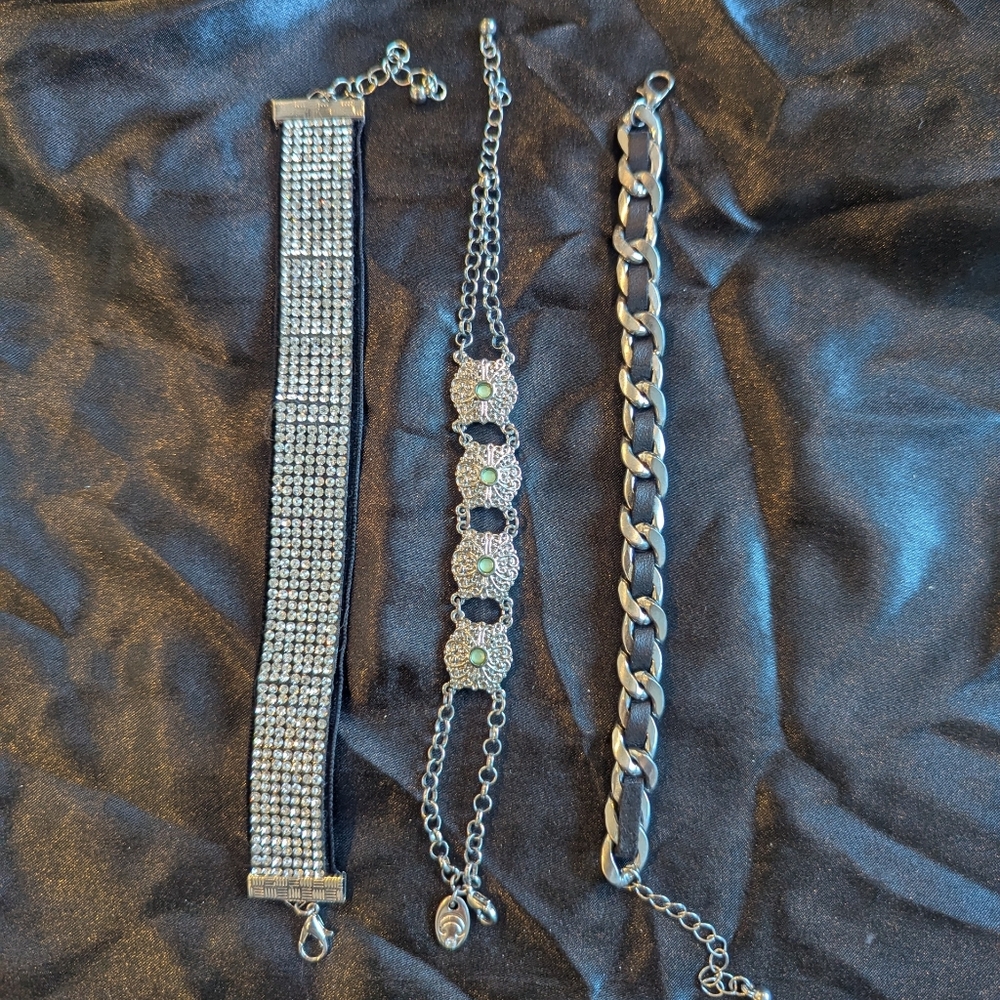 Lot Of 3 Silver/Black Bracelets